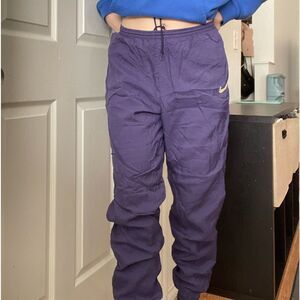Vintage Y2K Nike Nylon Jogger‎ Pants Sz Medium Purple Lined Gorpcore